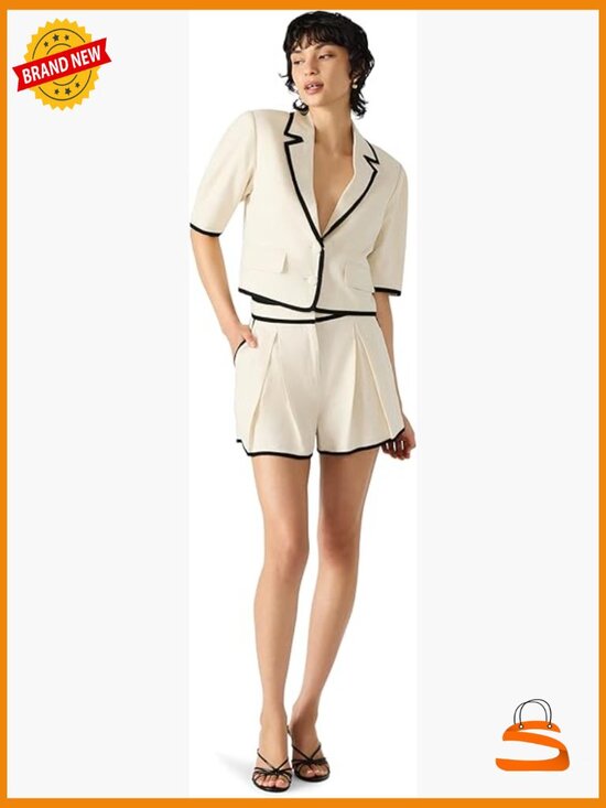 Jackets & Blazers - Women's Blazer Notch Collar Short Sleeve